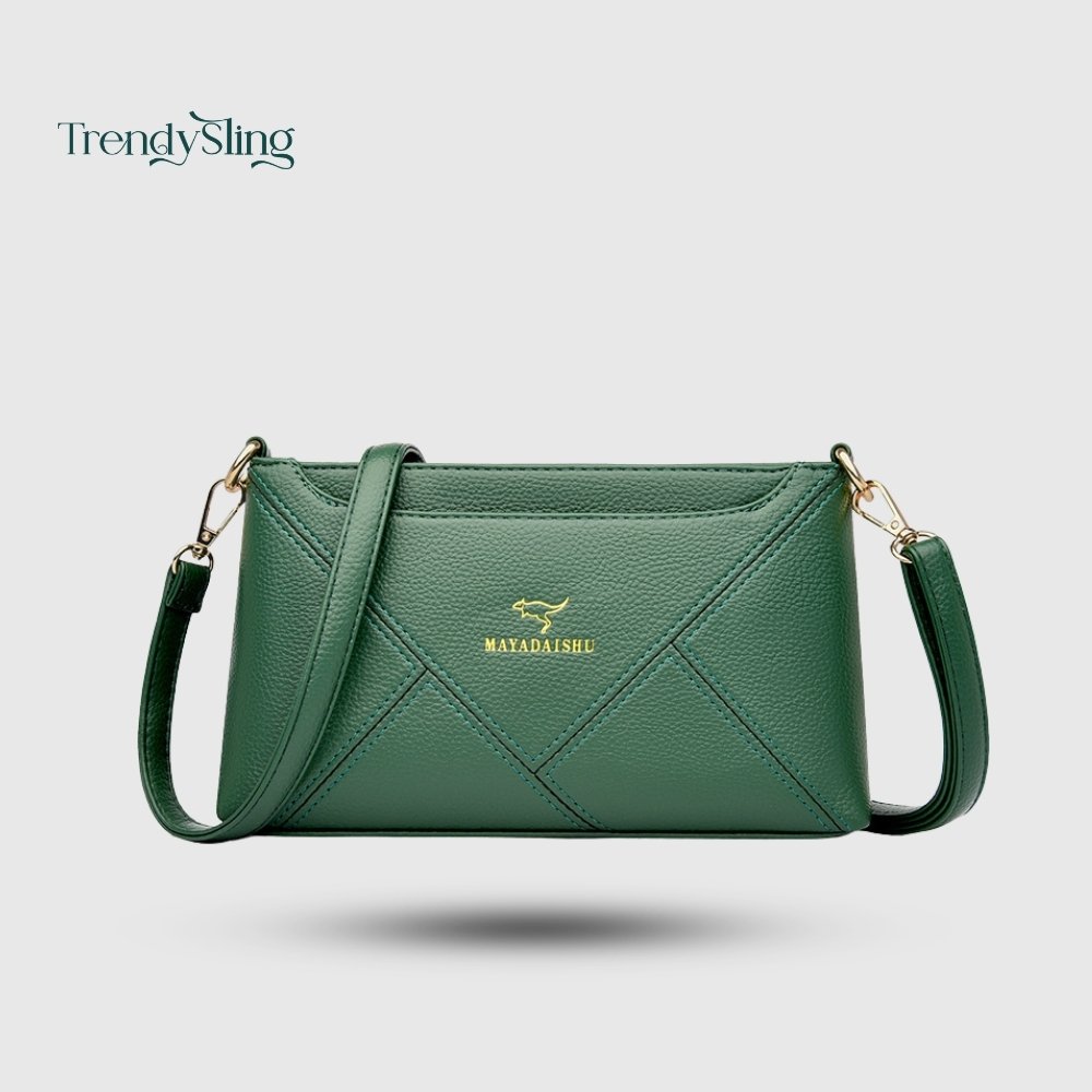 Elegant Geometric Textured Mid Size Crossbody Bag