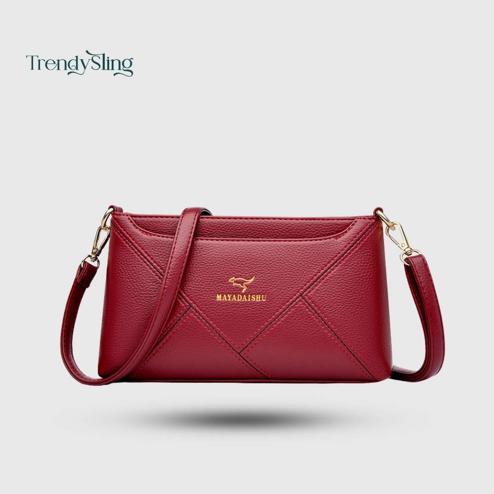 Elegant Geometric Textured Mid Size Crossbody Bag - Image 4