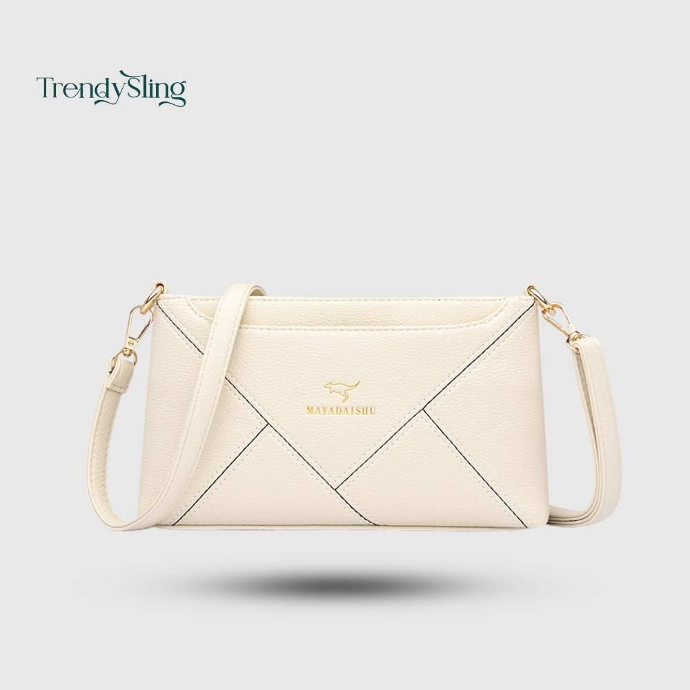 Elegant Geometric Textured Mid Size Crossbody Bag - Image 3