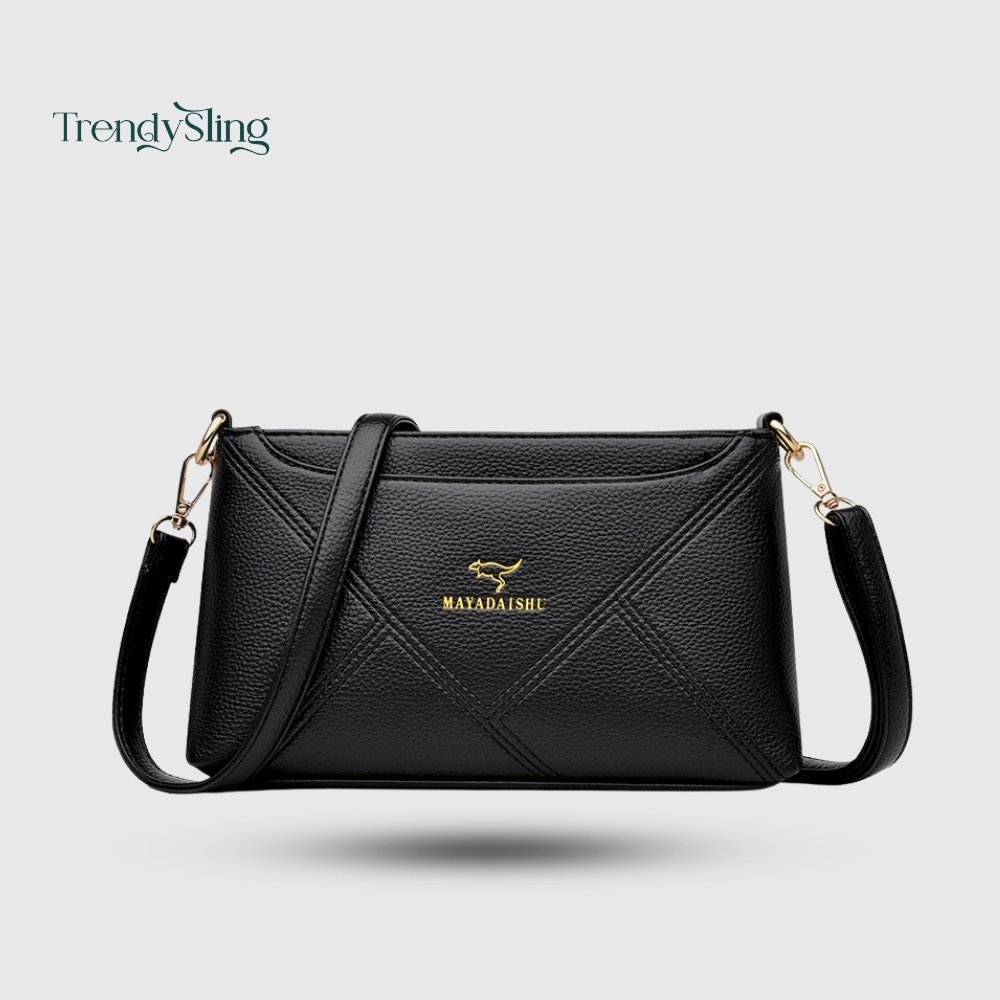 Elegant Geometric Textured Mid Size Crossbody Bag - Image 2