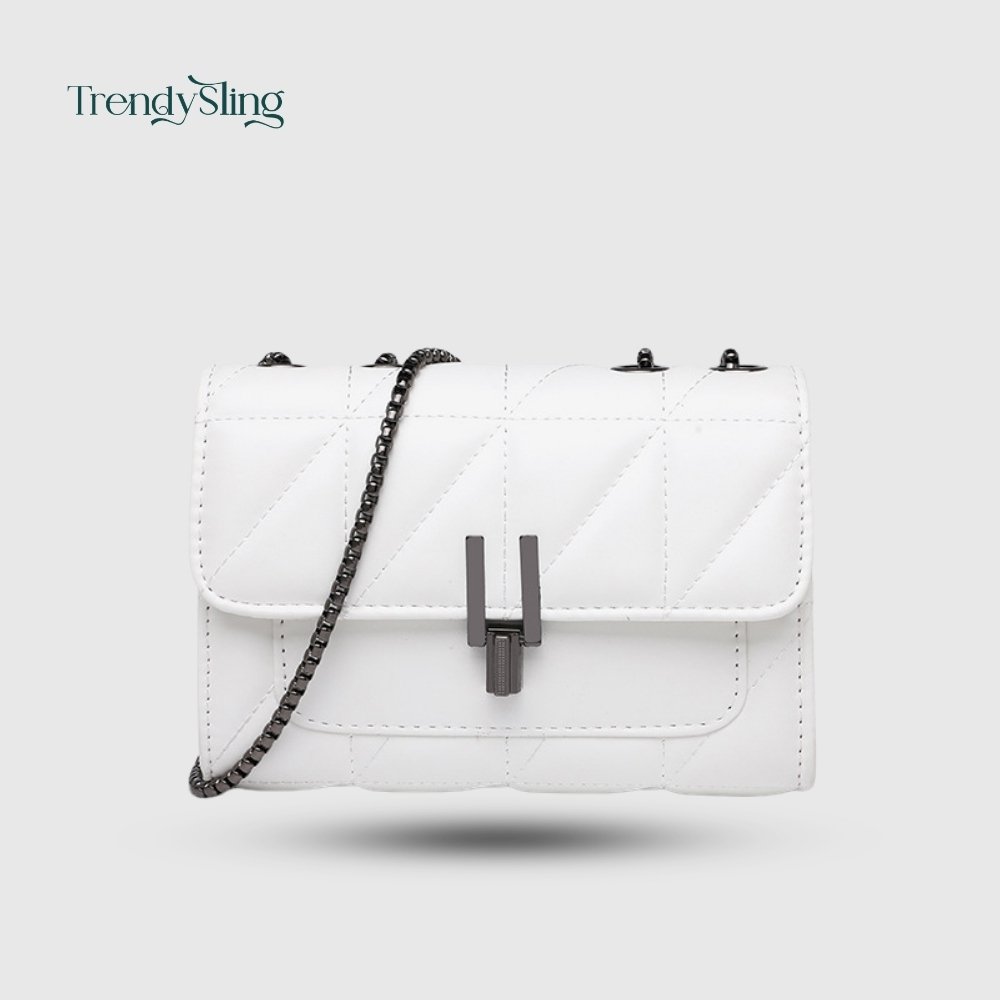 Quilted Geometric Flap Crossbody Bag - Image 2