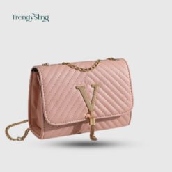 Quilted Geometric V Tassel Crossbody Bag