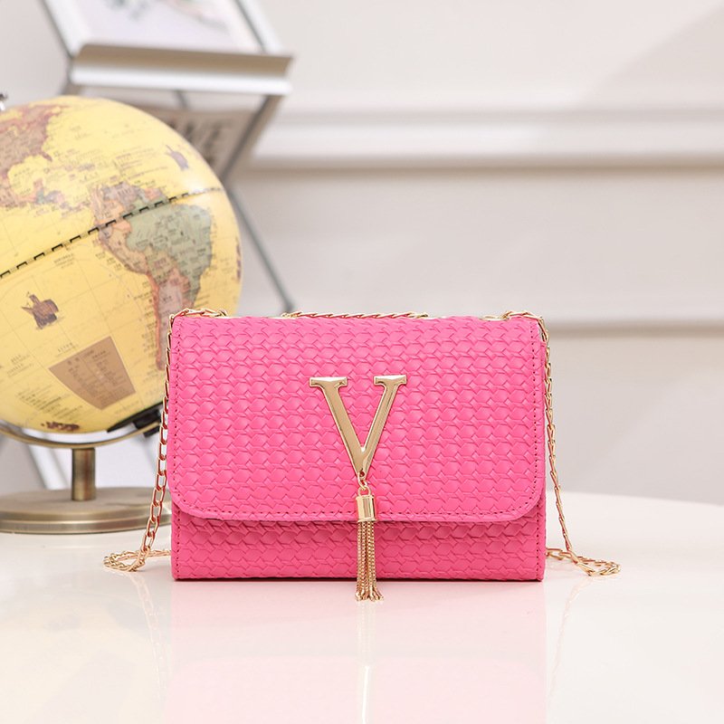 Woven V-Tassel Crossbody Bag - Image 2