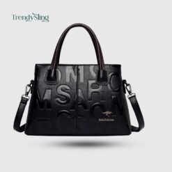 Alternative view of Embossed Letter Designer Handbag - Versatile Top-Handle & Crossbody Bag