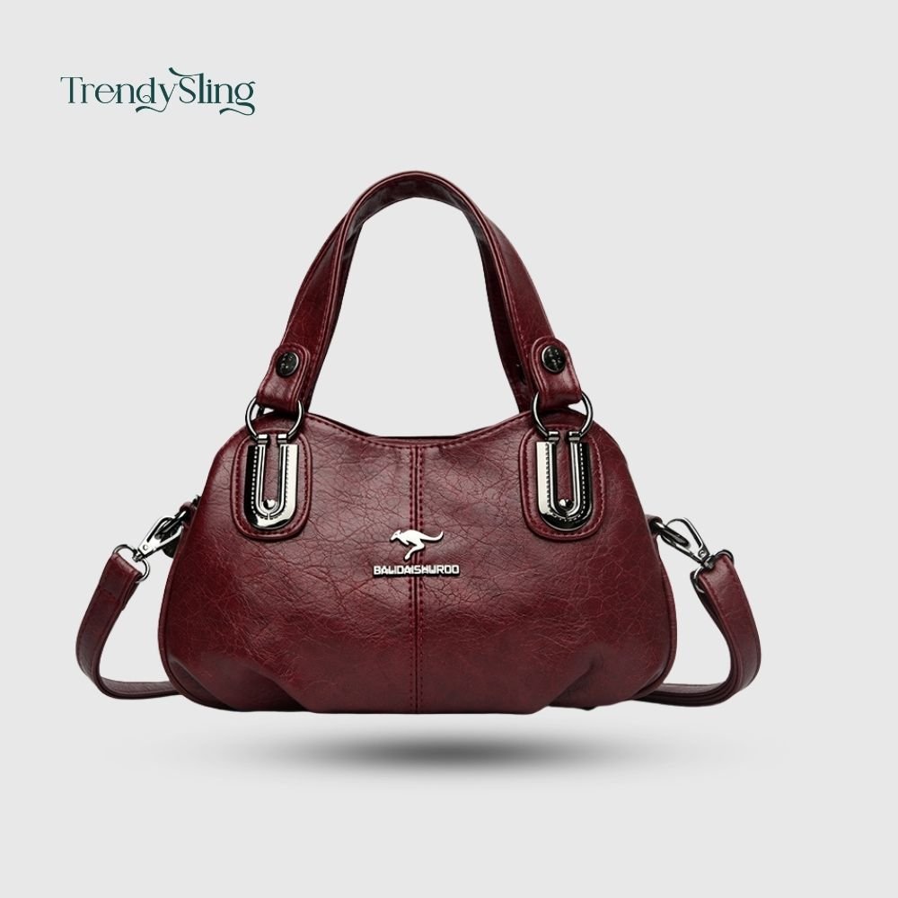 Elegant Embossed Multi-Way Handbag - Vintage Soft Leather Style