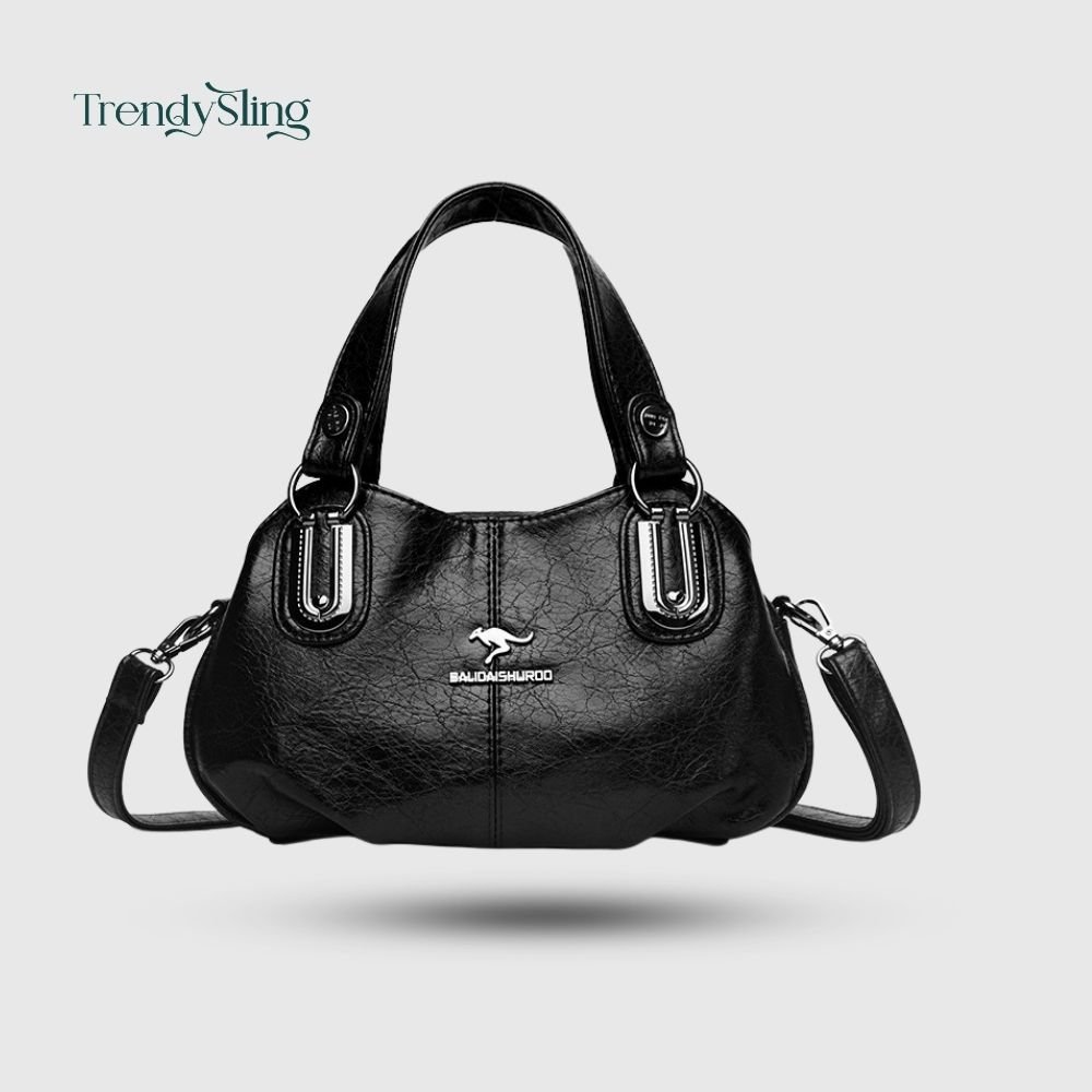 Elegant Embossed Multi-Way Handbag - Vintage Soft Leather Style - Image 2