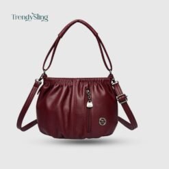 Alternative view of Ruched Vegan Leather Crossbody & Shoulder Bag – Multi-Functional Satchel