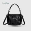 Ruched Vegan Leather Crossbody & Shoulder Bag – Multi-Functional Satchel