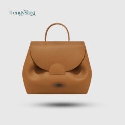 Alternative view of Grained Leather Handbag - Multiple Straps & Gold Accents
