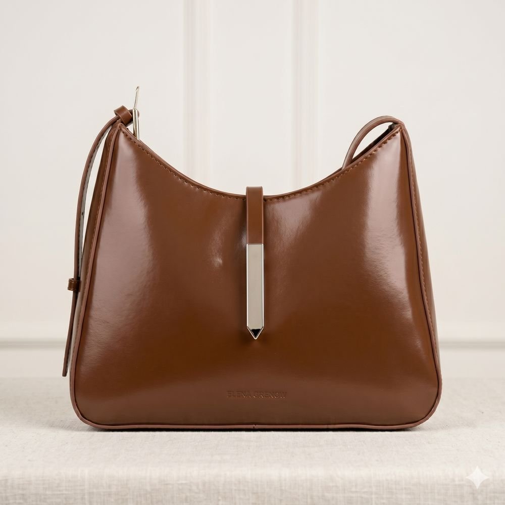 Ample Hobo Shoulder Bag with Signature Metallic Clasp - Image 4