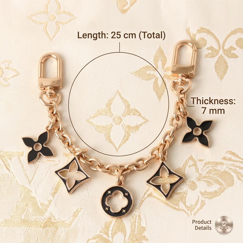 Clover Motif Bag Charm and Decorative Chain - Image 3
