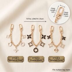 Clover Motif Bag Charm and Decorative Chain