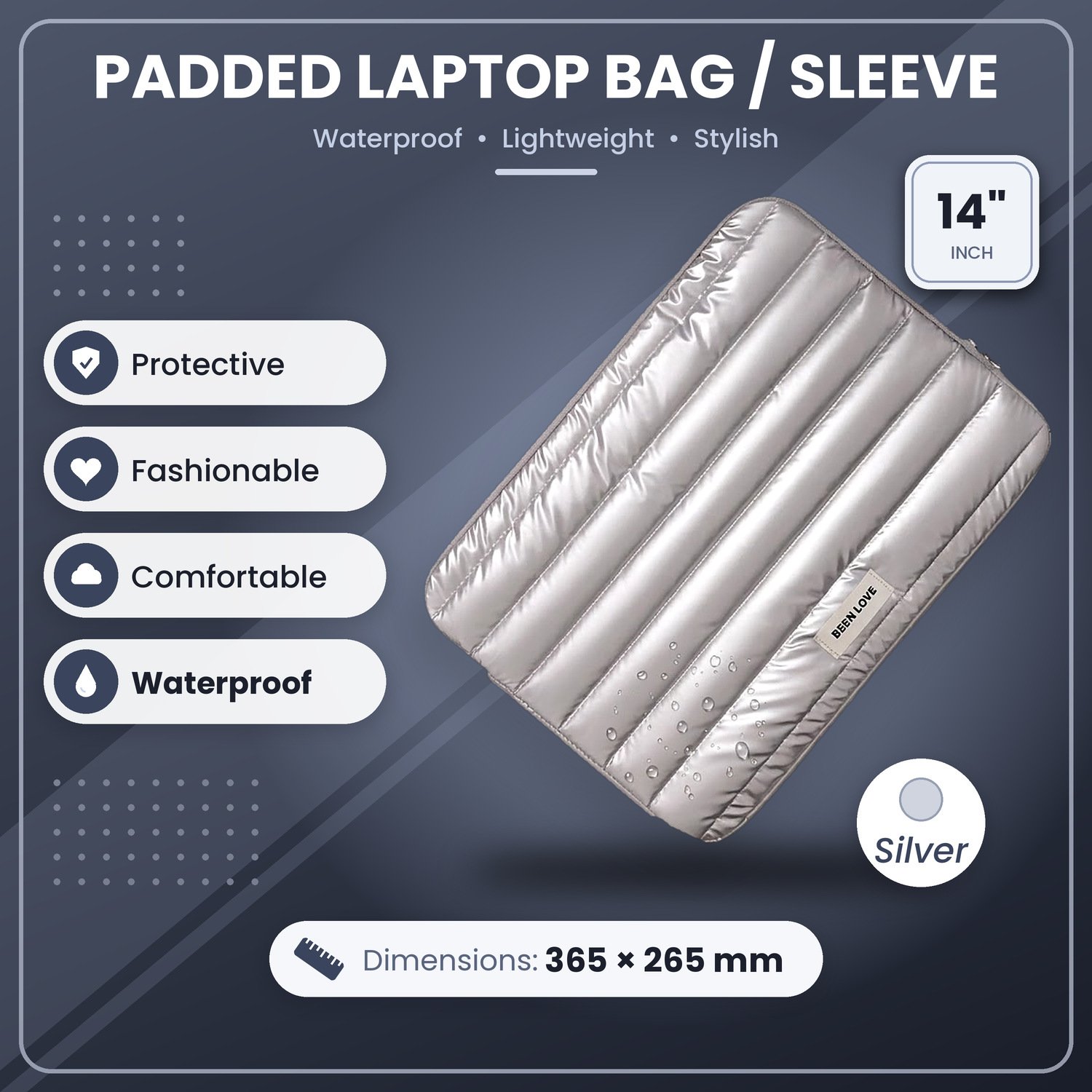 Linear stitch Padded Laptop Bag/Sleeve for 13.3 to 14 Inch - Image 4