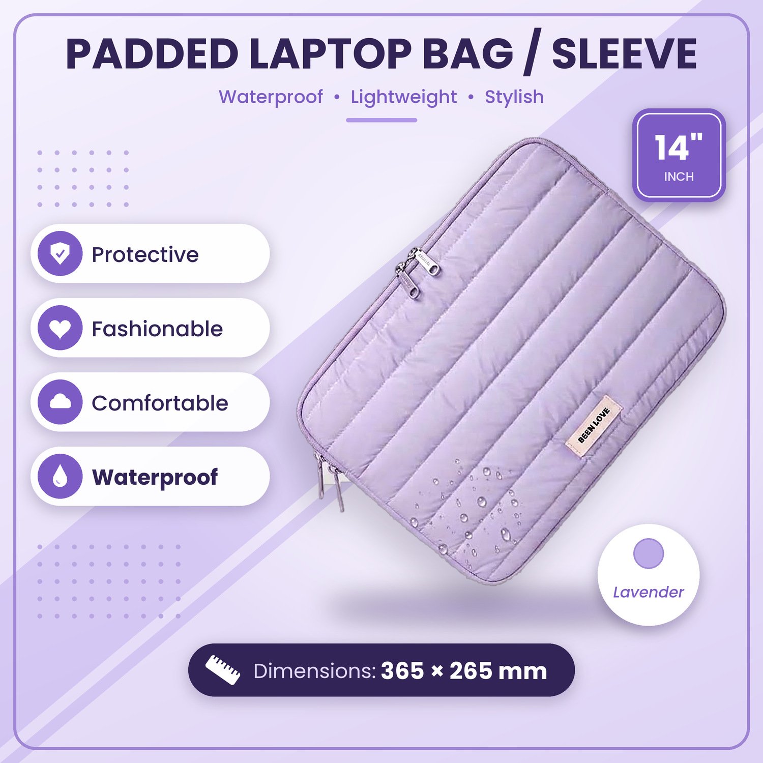 Linear stitch Padded Laptop Bag/Sleeve for 13.3 to 14 Inch - Image 3