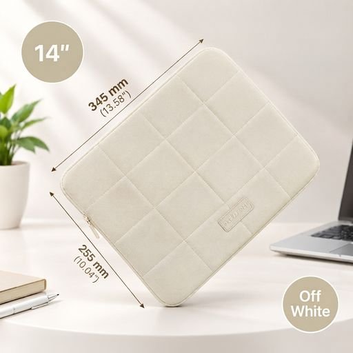 Grid Stitch Premium Padded Protection Laptop Sleeves For 14-15.6 Inch - Image 4