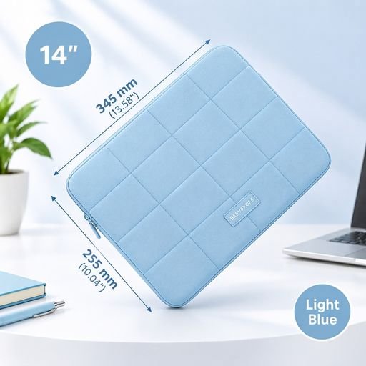 Grid Stitch Premium Padded Protection Laptop Sleeves For 14-15.6 Inch - Image 3