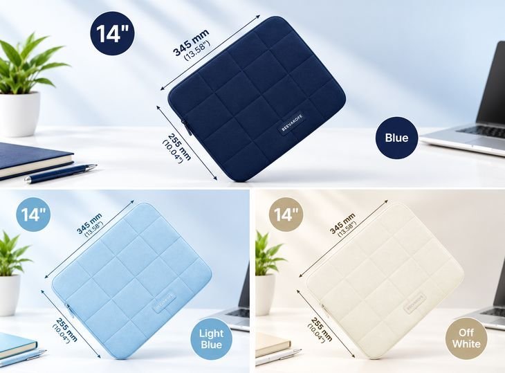 Grid stitch laptop sleeves
