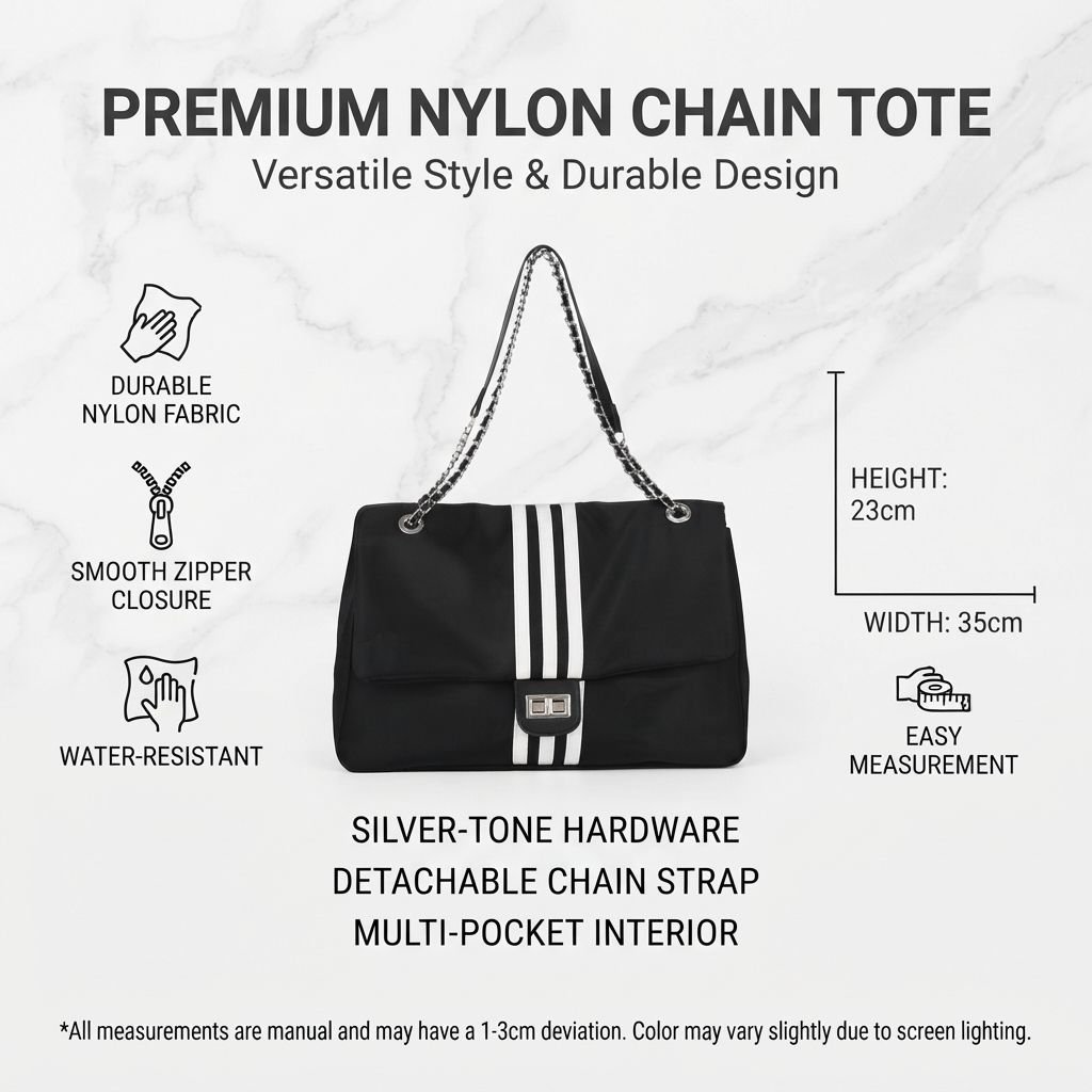 Large Space 3 Stripes Sports Theme Waterproof Shoulder Bag / Cross Body Bag with Metal Stripe