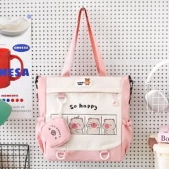 Alternative view of Cute Korean Style Waterproof Nylon Tote Bag / Shoulder Bag / Crossbody Bag for Girls & Women - Includes Small Coin Pouch