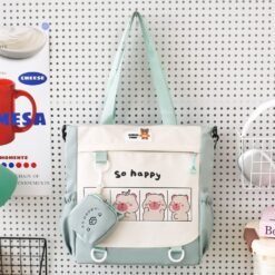 Cute Korean Style Waterproof Nylon Tote Bag / Shoulder Bag / Crossbody Bag for Girls & Women - Includes Small Coin Pouch