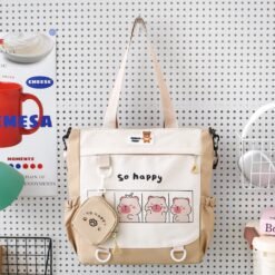 Cute Korean Style Waterproof Nylon Tote Bag / Shoulder Bag / Crossbody Bag for Girls & Women - Includes Small Coin Pouch - Image 4
