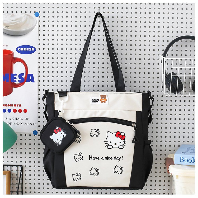 Hello Kitty Waterproof Nylon Shoulder Bag & Tote for Women – Casual Crossbody Travel Handbag with Small Pouch - Image 2