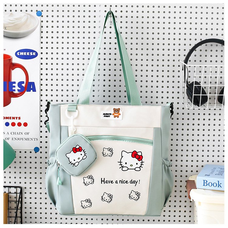 Hello Kitty Waterproof Nylon Shoulder Bag & Tote for Women – Casual Crossbody Travel Handbag with Small Pouch - Image 3