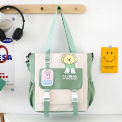 Alternative view of Multi-Pocket Nylon Waterproof Tote & Crossbody Bag with Cute Bear Design
